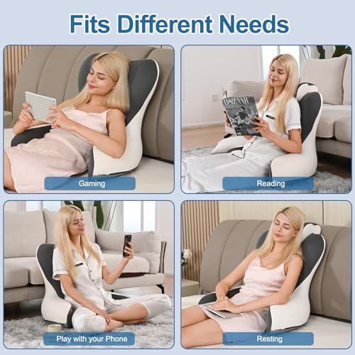 22" XL Reading Pillow Sitting in Bed,Back Support & Armrests(Grey & White) - Image 6