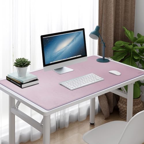 Vyaaa PU Leather Desk Mat, 39.4“ x 23.6” XXL Leather Desk Pad, Waterproof Extra Large Desk Mat, Large Mouse Pad, Desk Mats on top of Desks for Home or Office (Pink & Green) - Image 4