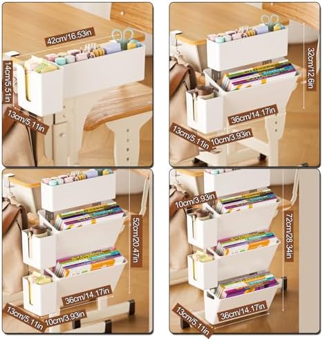 3,Desk Side Storage, Under Desk Laptop Mount, Table Side Hanging File Organizer, No Drill Clamp On Cable Management Tray, Laptop Holder with Pen Holder for Office and Home - Image 4