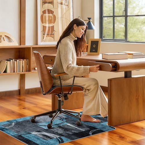Office Chair Mat for Hardwood Floor & Tile Floor,36"X 48"-Convex Geo Blue - Image 5