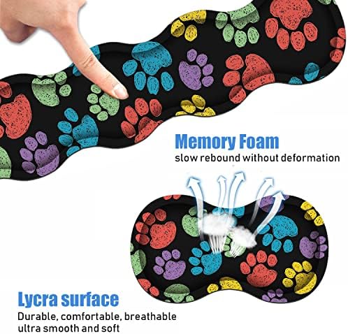 Ergonomic Keyboard Wrist Rest & Mouse Pad Wrist Rest Set,Large XXL Gaming Mousepad 31.5"x 11.8",Memory Foam,Easy Typing Pain Relief,Multifunctional Desk Mat for Office & Home,Colorful Dog Paw Print - Image 4