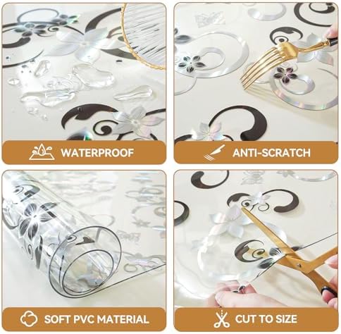 LovePads Floral Table Cover Protector 42 x 96 Inch, 1.5mm Thick Plastic Mat - Image 4
