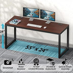 SHW 55-Inch Commercial-Grade Office Computer Desk, Cherry - Image 4