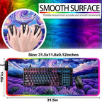 RGB Lavender Field Starry Night Gaming Desk Mat & Mouse Pad, XL - Image 3