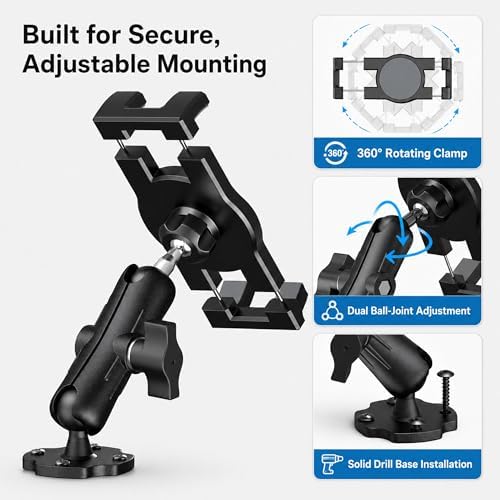Keuvirya Heavy Duty Tablet Mount for Truck & Vehicle, Drill Base iPad Mount - Image 5
