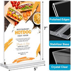 Acrylic Sign Holder 5 x 7, 16 Pack Clear Table Menu Vertical Display Stand Desktop Display Double Sided Stand Paper Holder Table Sign Suitable for Restaurants Office Party Show Fair - Image 4