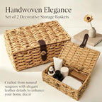 2 Pcs Woven Storage Basket with Lid, Seagrass Basket,Decorative Storage Box - Image 6