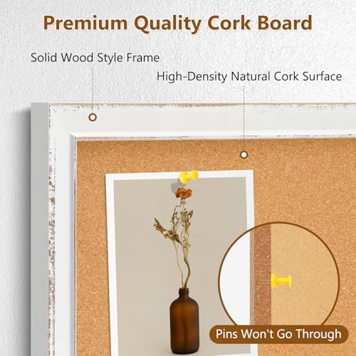 DOLLAR BOSS Distressed White Cork Board, 36"x24" Bulletin Board - Image 2