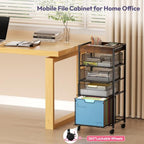 SWTYMIKI Rolling File Cart with Drawers - 5 Tier Art Craft Rolling Organizer Cart - Office Storage &Organization, Mobile Metal File Cabinet for Office and Home Espresso - Image 5
