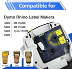 NineLeaf 8 Pack Compatible Labels Tape Replacement for Dymo 18058 3/4 inch Black on Yellow Heat Shrink Tube Labels 19mm x 1.5m for Wires and Cables Use in Rhino 4200 5200 5000 6000 3M Label Maker - Image 5