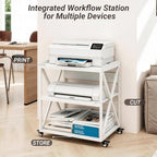 Natwind 3 Tier Printer Stand, 27.6" W x 19.7" D Large Printer Cart,White - Image 7
