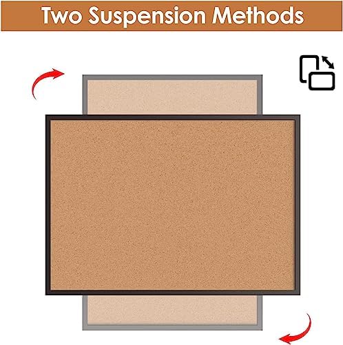 2-Pack Cork Board Bulletin Board 24 x 36, Black Wood Framed 2x3 Corkboard, Office Board for Wall Cork, Large Wall Mounted Notice Pin Board with 32 Push Pins for School, Home & Office - Image 6