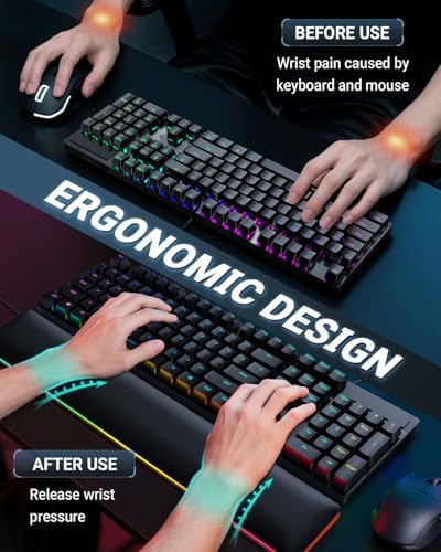 ASFSKY RGB Keyboard Wrist Rest, Wooden Wrist Rest for Computer Keyboards - Image 3