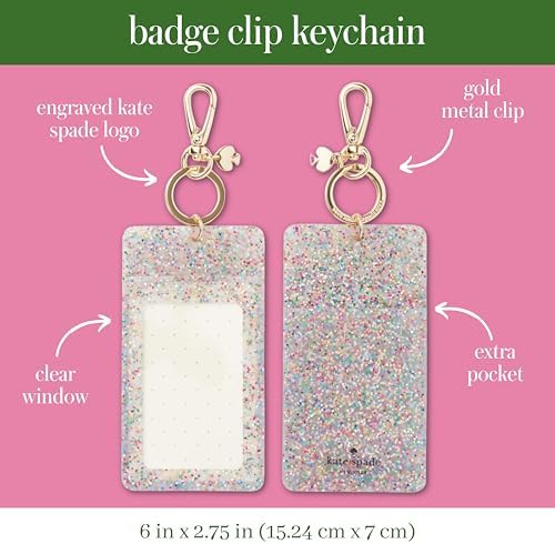 kate spade new york ID Badge Clip Key Chain, Multicolor Glitter - Image 2