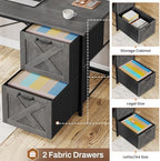 SEDETA Reversible L Shaped Gaming Desk with Drawers, LED Lights, - Image 6