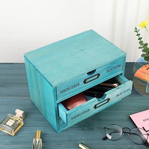 Small Wooden Drawers Wooden Box with Drawer Blue - Image 5