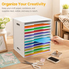 Timisea12 Tier Scrapbook Paper Organizer,White Cardstock A4 Paper Sorter Storage Rack,Scrapbook Organizer for Sizes 11" X 11" for Home Office & Classrooms,White Organizer Storage - Image 2