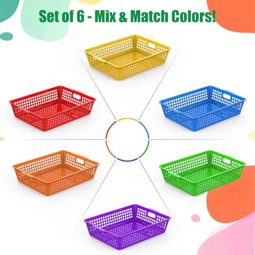 QRRICA 18 Pack Plastic Classroom Storage Baskets, Paper Trays for Classroom Organization & Turn in Trays for Teachers, Students, Desk Organizer Bin 13.8x10.6x3.1 Inch - Image 4