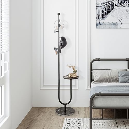 JIAYUEJU Coat Rack Freestanding with Table for Entryway (Black) - Image 3