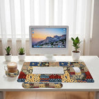 Skull Butterfly Desk Mat Set Vintage Patchwork Large Mouse Pad with Wrist Rest 4in1 Desk Mat for Desktop Ergonomic Computer Desk Arm Wrist Anti-Slip Computer Ergonomic Mouse Pad Home Office Gaming - Image 6