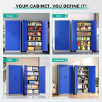Metal Cabinet with 5 Adjustable Shelves,6 Tier Garage Storage Cabinet with Lock,Gray Blue Metal Storage Cabinet with Locking Doors,Steel Cabinets,71" Lockable Storage Cabinets for Home,Office,Garage - Image 5