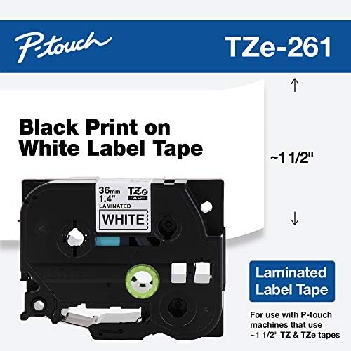 Brother Genuine P-Touch TZE-261 Tape, 1 1/2" (36 mm) Standard Laminated P-Touch Tape, Black on White, Laminated for Indoor or Outdoor Use, Water-Resistant, 26.2 ft (8 m), Single-Pack - Image 2