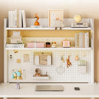 Clamp On Desk Organizer Shelf,Desk Extender Pegboard,White,39.4in - Image 2
