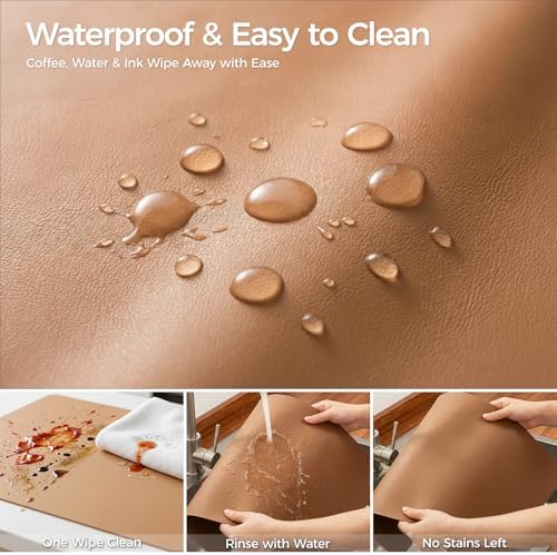 1.6mm Thick Leather 20x84 Inch Non-Slip Mat, Waterproof Countertop Protector, Extra Large Kitchen Counter/Banquet Table Mat, Caramel Brown - Image 7