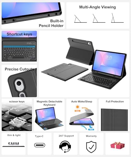 Keyboard Case for Samsung Galaxy Tab S10 FE+ Plus 13.1'' 2025, Detachable Galaxy Tablet S10FE+ Case with Keyboard 13.1inch, Protective Cover with S Pen Holder for Samsung Tab S10FE Plus Keypad, Black - Image 5