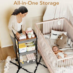 BBLIKE Diaper Caddy Organizer, Baby Cart with Basket and Side Pockets - Image 3