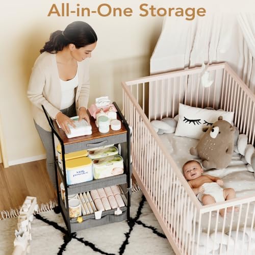 BBLIKE Diaper Caddy Organizer, Baby Cart with Basket and Side Pockets - Image 3