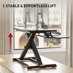SANODESK 32" Height Adjustable Standing Desk Converter, Desk Riser Sit Stand Workstation for Home Office Laptop & Dual Monitor Setup, Ergonomic Lift Platform, Black - Image 5