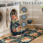 DUKINO 3x8 Kitchen Runner Rug, Floral Washable Rug for Hallway, Navy Blue - Image 7