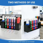 Acrylic Magnetic Dry Erase Marker Holder, 10 Slots Black Magnetic Marker Pen Holder, 2PCS Magnet Storage for Whiteboard, Desk Locker Organizer Accessories, Office, Classroom, Home - Image 2