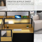 Nykto Office Cubicle Desk with Mute Privacy Panels (B4 Person, Walnut) - Image 4