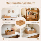 Diaper Caddy Organizer, Hand Rattan Nursery Baby Basket Changing Table Organizer for Baby Essentials, Baby Shower Gifts, Versatile Shelf Basket Bathroom/Kitchen Organizer (Blush Beige, L) - Image 6