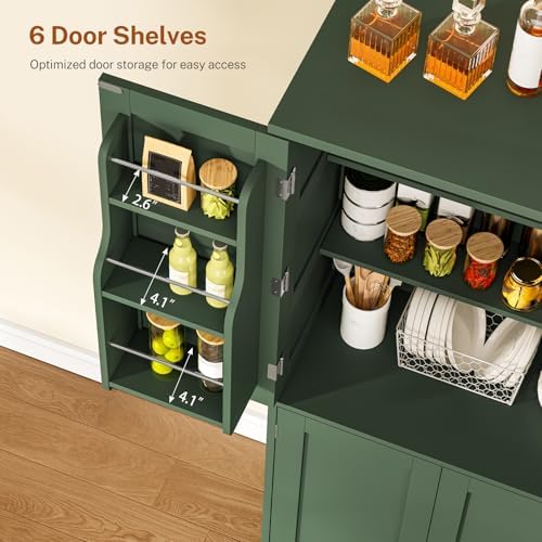 Pantry Cabinet with 4 Doors, Kitchen Storage Cabinet with Door Shelves, - Image 5