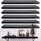 Black Pegboard Shelf, 8 Pack Wooden Pegboard Shelves with Metal Brackets Hooks, Heavy Duty Peg Board Organizer Shelves, Pegboard Accessories Organizer for Crafts Room, Garage, Workbench, Office by YUSFKJ