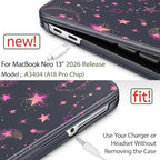 May Chen Compatible with MacBook Neo 13 inch Case 2026 Model A3404, Plastic Hard Shell,Keyboard Cover,Screen Protector,Dust Plug, for MacBook Neo 13" with A18 Pro Chip,Cosmic Galaxy - Image 3