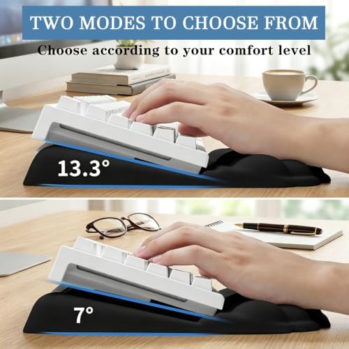Cloud Keyboard Wrist Rest Set, 3 in 1 Ergonomic Memory Foam Keyboard Stand Pad with Mouse Wrist Support & Cup Holder, Anti-Slip Desk Cushion for Office Gaming Typing Pain Relief,Black - Image 4