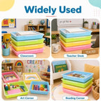 gisgfim 12 Pack Flat Storage Paper Tray with Clear Latching Lids, Pastel - Image 5