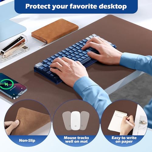 Wireless Charging Desk Mat, Mouse Pad, Brown-L, 32 * 16inch - Image 5