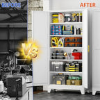GAIOUS 75'' Tall Metal Garage Storage Cabinet,File Cabinet with 2 Doors and 5 Adjustable Shelves, Outdoor Steel Tool Cabinet for Home,Office,Warehouse,Garage,White - Image 5