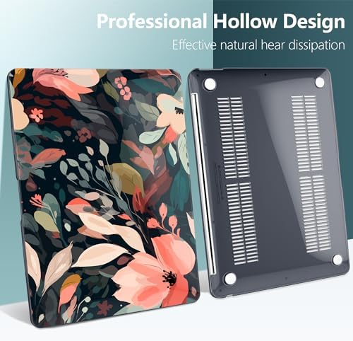 DONGKE Compatible with MacBook Air 13 inch Case 2021 2020 2019 2018 Release A2337 M1 A2179 A1932 with Retina Display & Touch ID, Plastic Hard Shell & Keyboard Cover - Painted Florals - Image 6