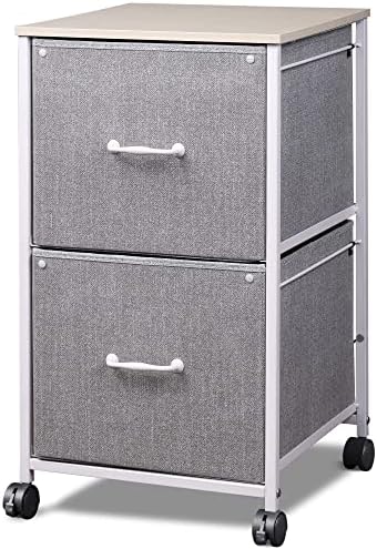 DEVAISE 2 Drawer Mobile File Cabinet, Fabric Vertical Filing Cabinet by DEVAISE