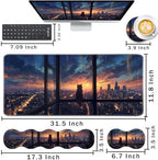 Keyboard Wrist Rest and Mouse Pad with Wrist Support Set Ergonomic Coaster,Memory Foam,Easy Typing Pain Relief,Large XL Desk Mat 31.5"x 11.8",Cat Sitting on Window - Image 2