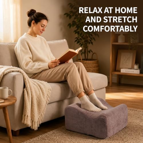 Foot Rest for Under Desk at Work,Curved Ergonomic Footrest for Office,Brown - Image 5