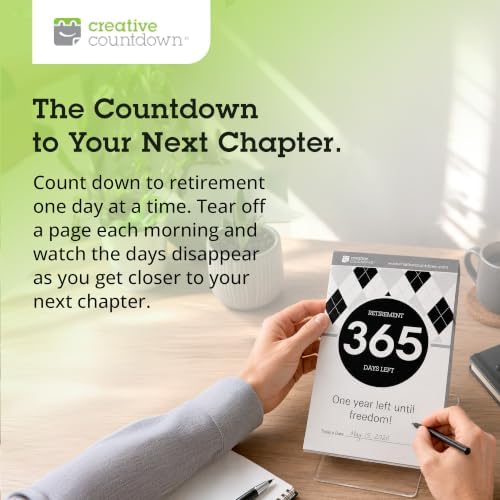 Retirement Count Down Calendar - 5.75"x3.75" - Black and White Tear Off Countdown Desk Calendar (White and Black, 1 yr (365)-Day Retirement) - Image 2