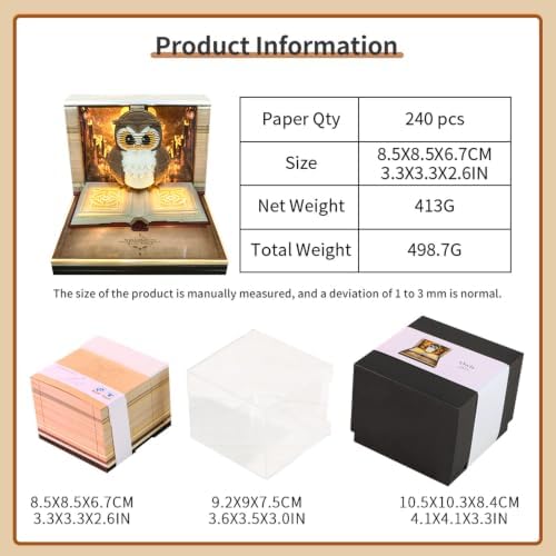3D Calendar 2027,Time Piece Calendar 2027 with 3D Memo Pad Notepad,Cute Owl Sculpture Desk Calendars,3D Art Calendars,Tear Away Calendars,Christmas Gift,New Year Gift (Cute Owl) - Image 3