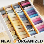SpaceAid Bamboo Dresser Drawer Dividers 6 Pack, 4.65“ High Adjustable 17“-22” Drawer Organizers, Expandable Organization for Clothing, Clothes, Dressers, Natural - Image 2